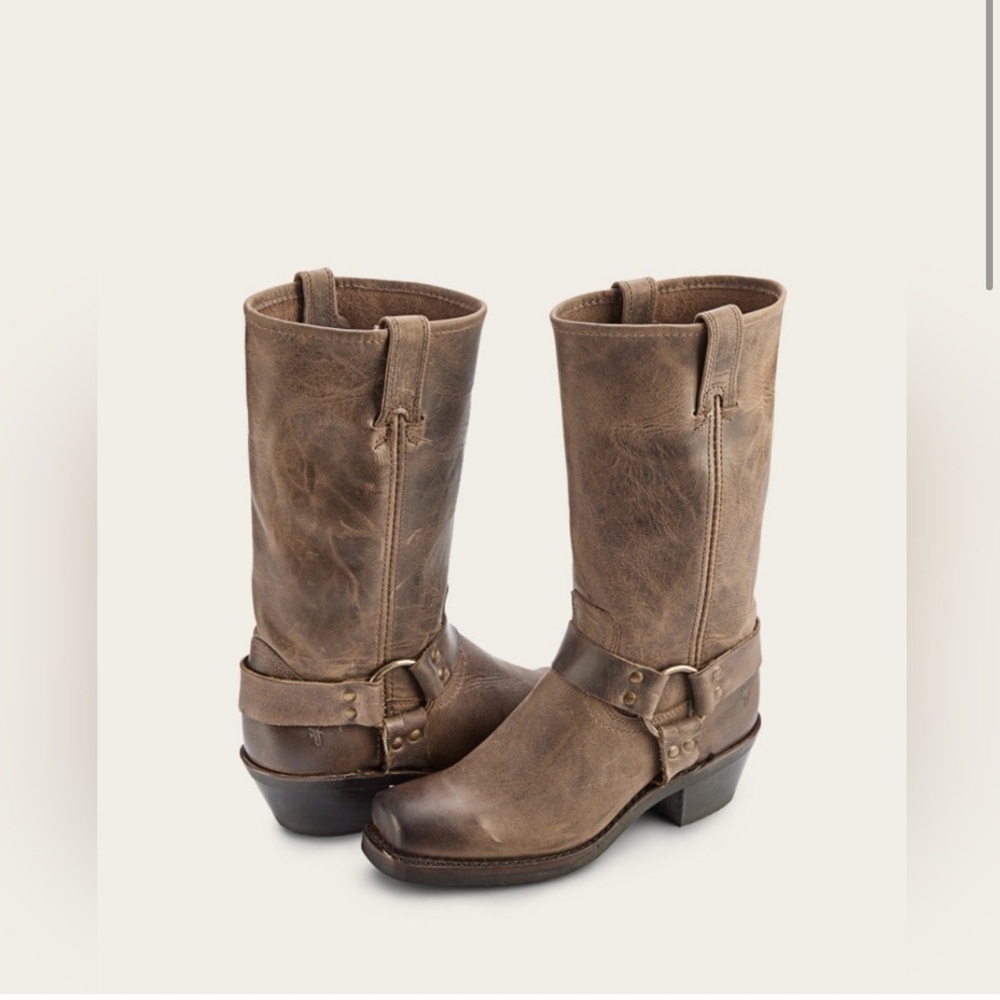 FRYE Women's Vintage Harness 12R Brown Leather Biker Moto Cowboy Boots Size 9.5